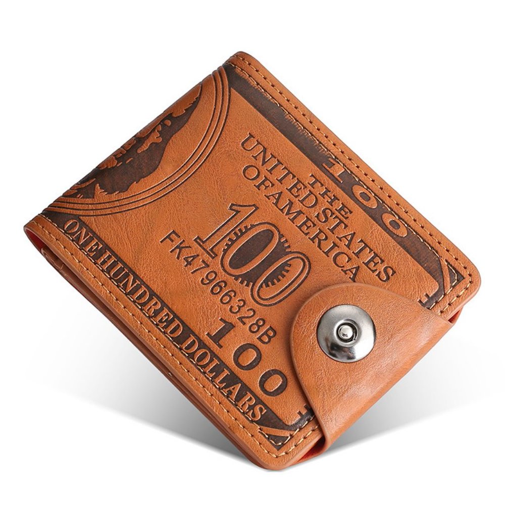 Men US 100 Dollar Bill Money Bifold Wallet Card Photo Holder Wallet